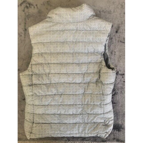 Gap Puffer  Jacket Vest Sleeveless Light Blue & White Womens Medium Full Zip - Picture 12 of 16